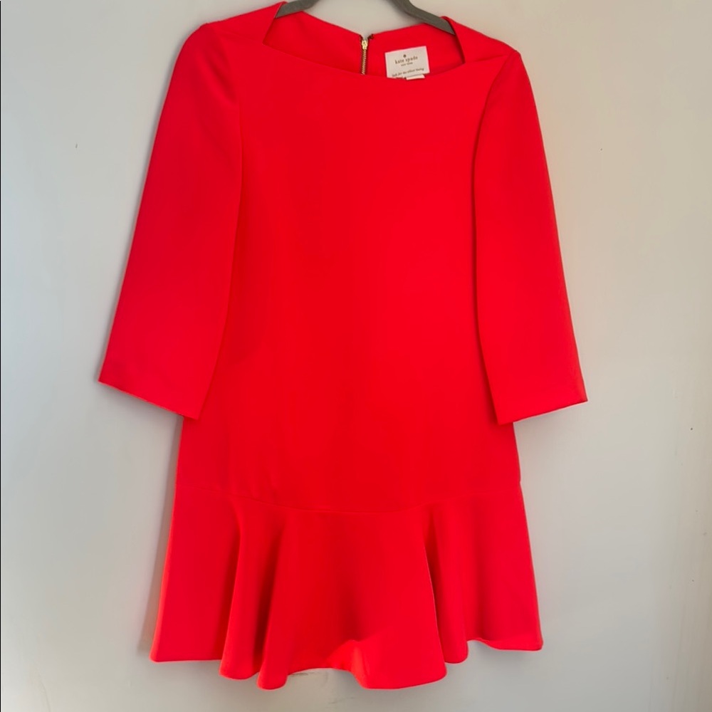 Kate Spade Hot Orange Long Sleeve Dress